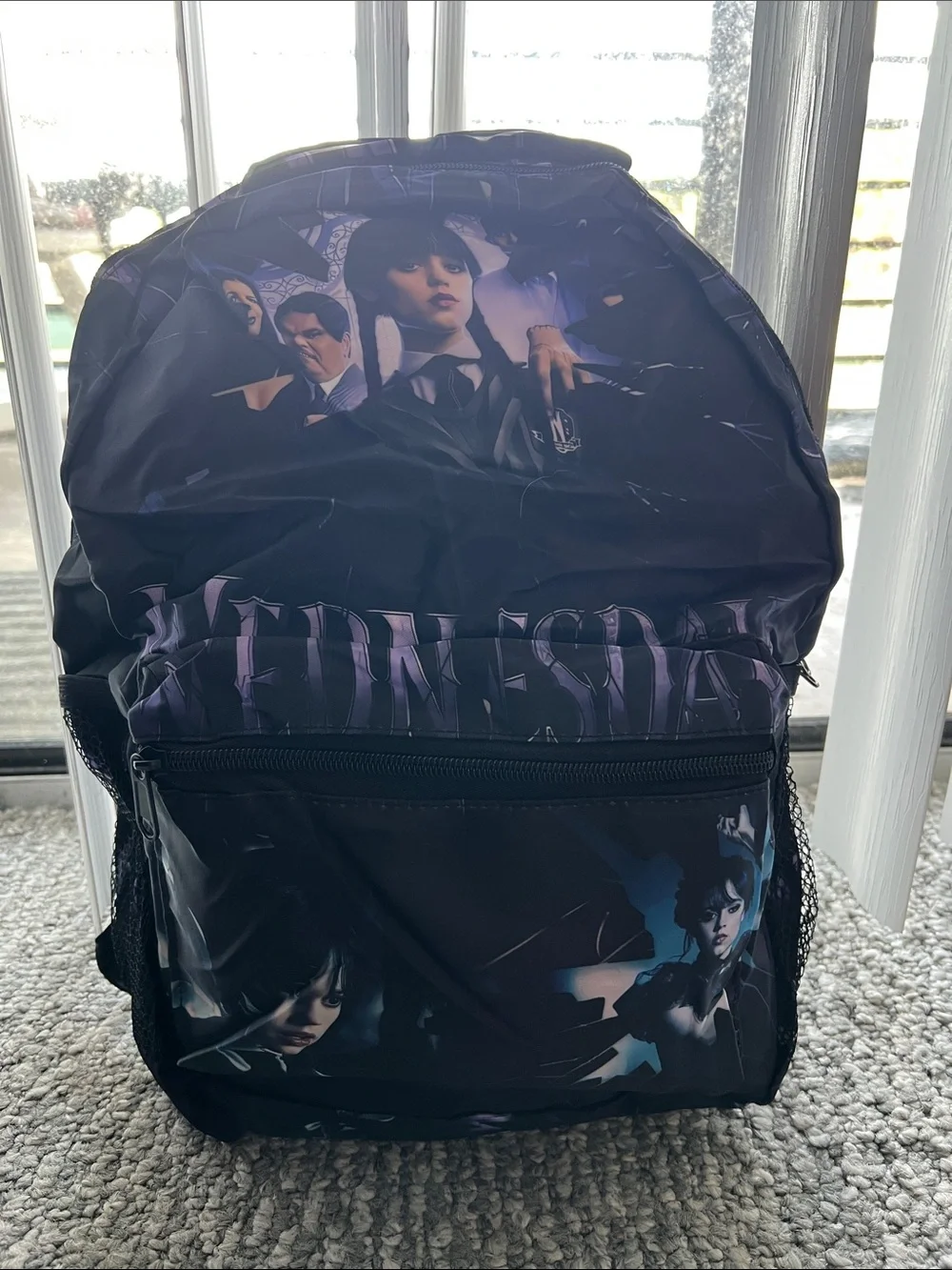 Wednesday 5 Piece Backpack and Lunch Bag, colored pencils, button & Clip Board